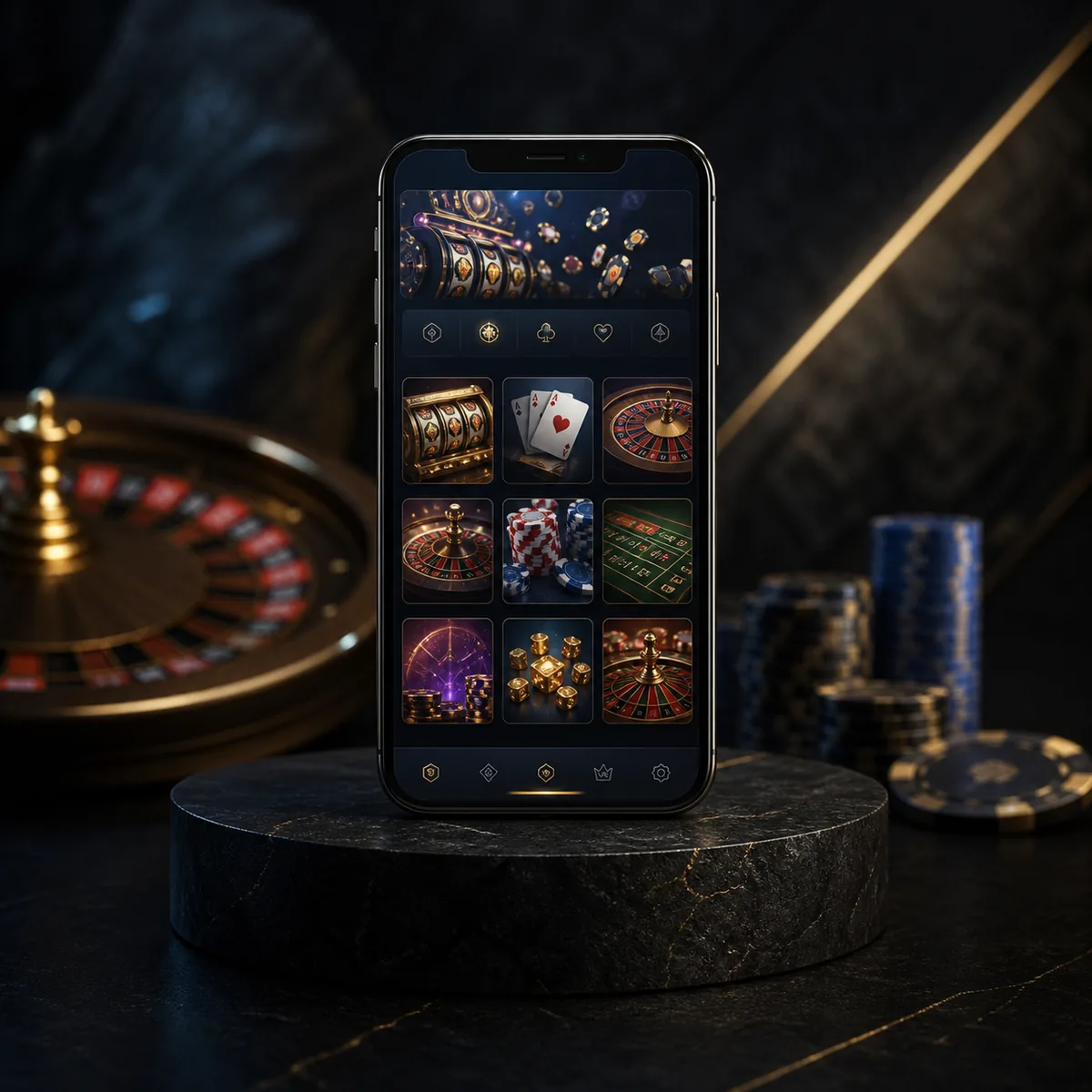 Celular com lobby genérico de jogos de cassino